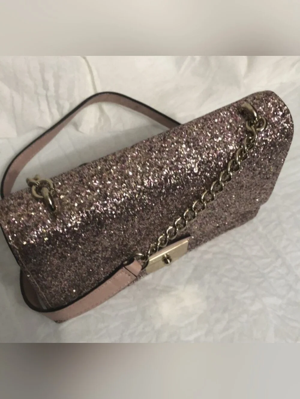 Kate Spade glitter crossbody bag in rose